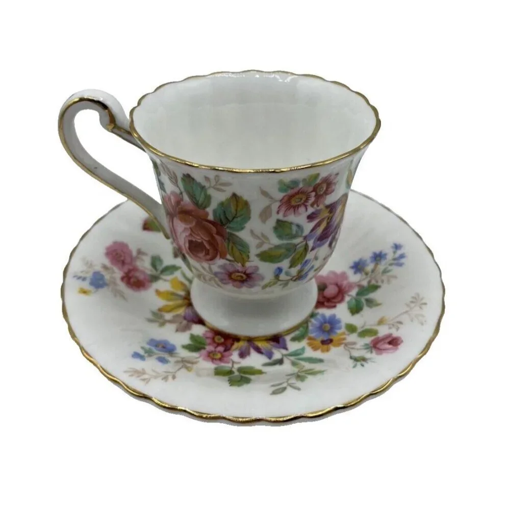 Paragon Demitasse Tea Cup Saucer To Her Majesty Queen England Queens Garden 4 oz